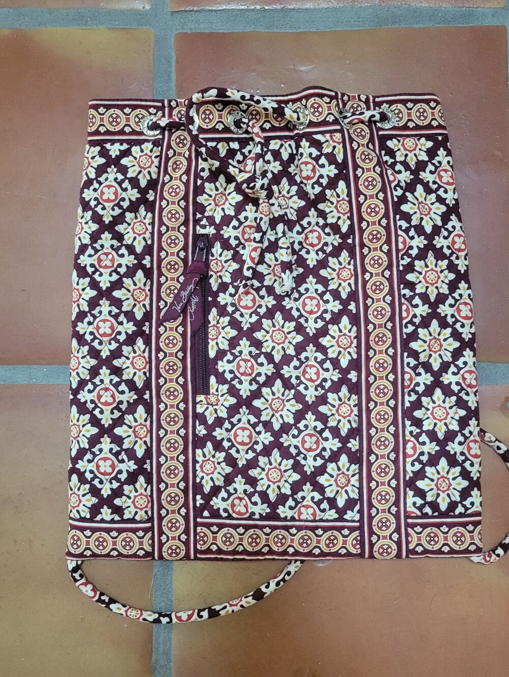 Vera Bradley Maroon Drawstring Medallion Print Backpack
